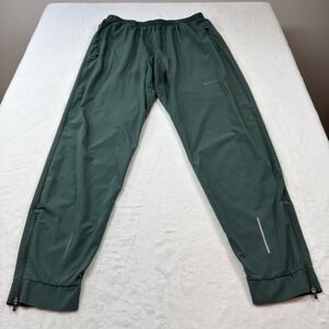 Nike Dri-Fit Running Pants Men's L Green Good AJ4586-382 Zipper Ankle Reflective